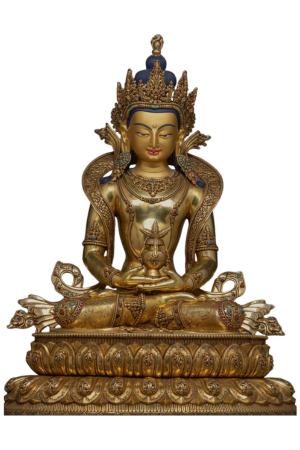 Buddha Amitayus brass and bronze statue handcrafted in Bhutan