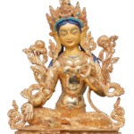 Green Tara 24K gold plated brass statue handcrafted in Bhutan