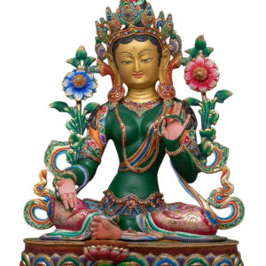 Green Tara Statue – Painted Copper Finish | Handcrafted in Bhutan