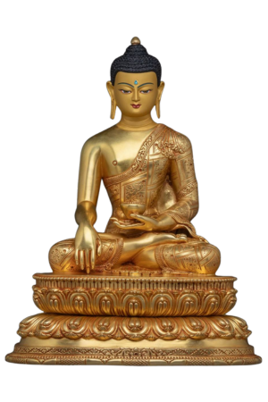 Shakyamuni Buddha 24K gold plated pure copper statue handcrafted in Bhutan
